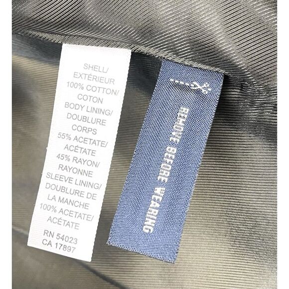 Banana Republic 38S Chalk Stripe Flannel 100% Cotton Stretch Tweed Suit Jacket - Picture 11 of 13